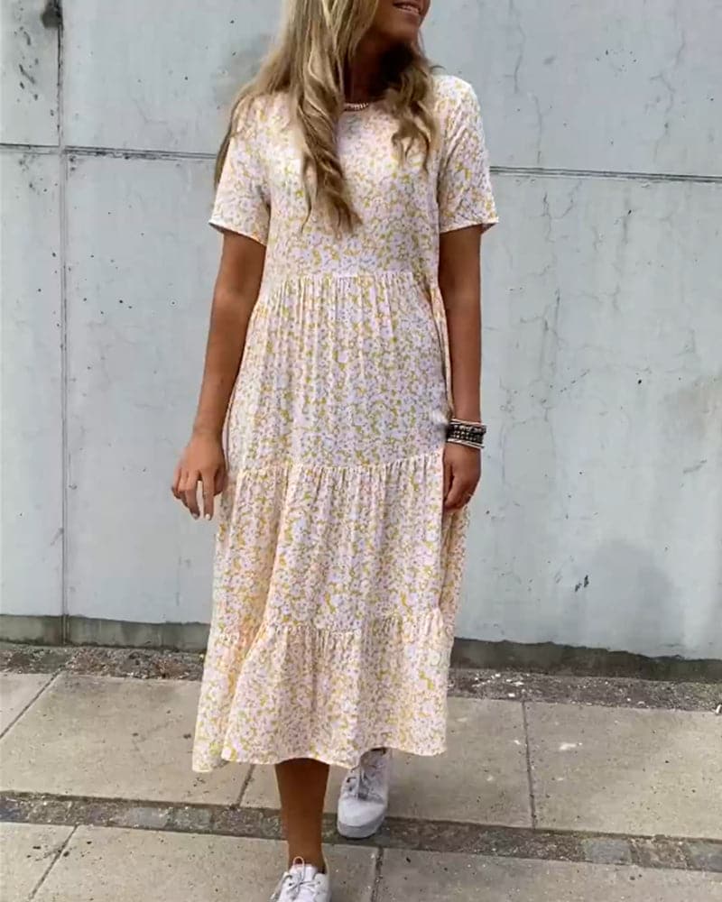 Women's Floral Sundress with Round Neck - Nocini