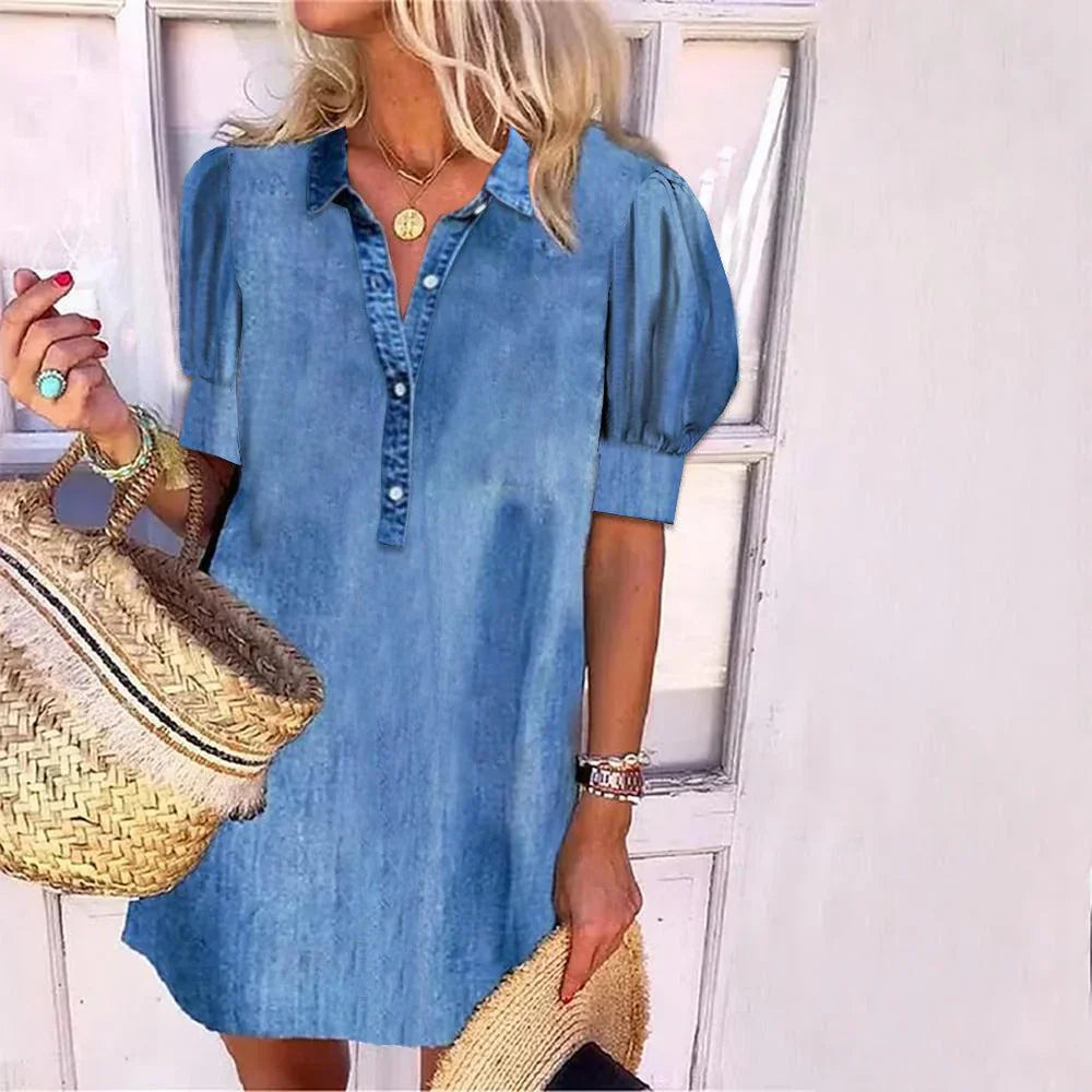 Comfy Blue Jean Mini Dress