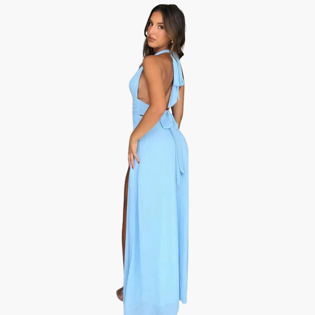 Long Sleeveless Halter Dress for Women