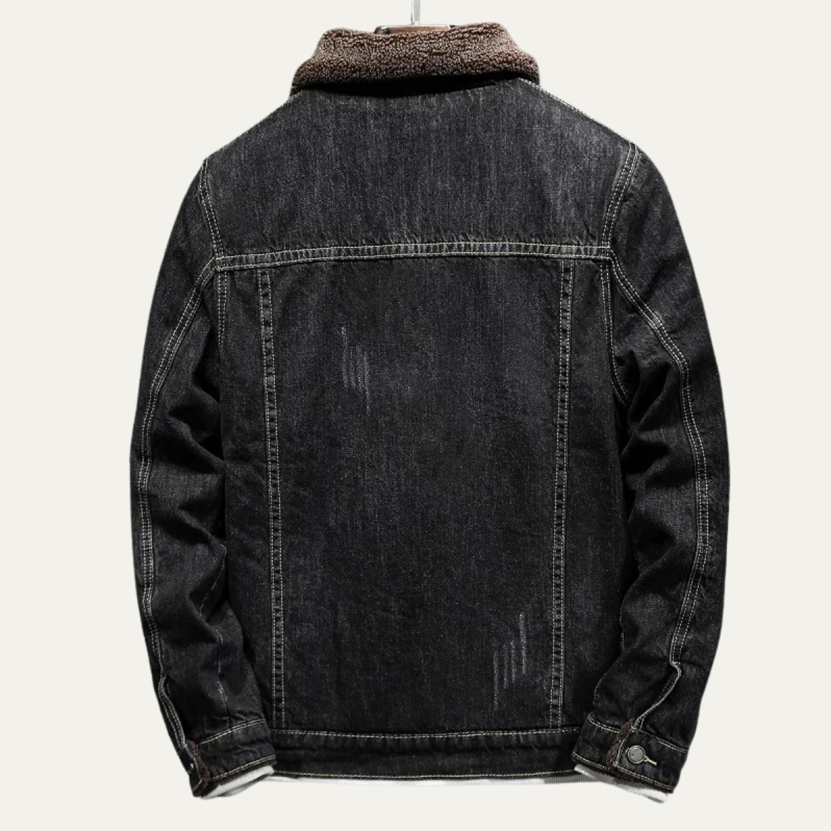 Warm Mens Fleece Lined Denim Winter Coat