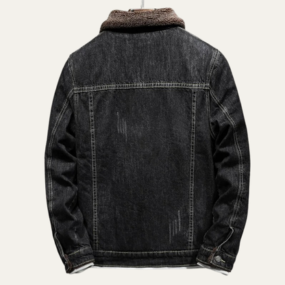 Warm Mens Fleece Lined Denim Winter Coat