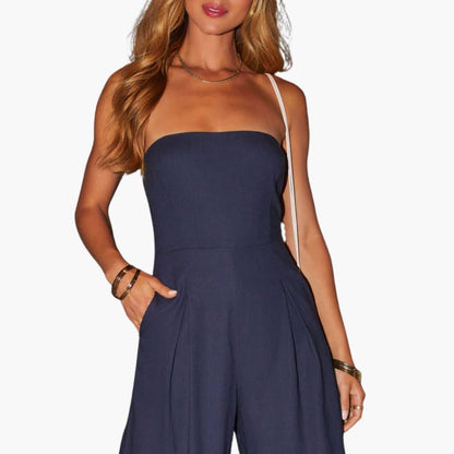Women's Sleeveless Flowy Jumpsuit with Flared Legs