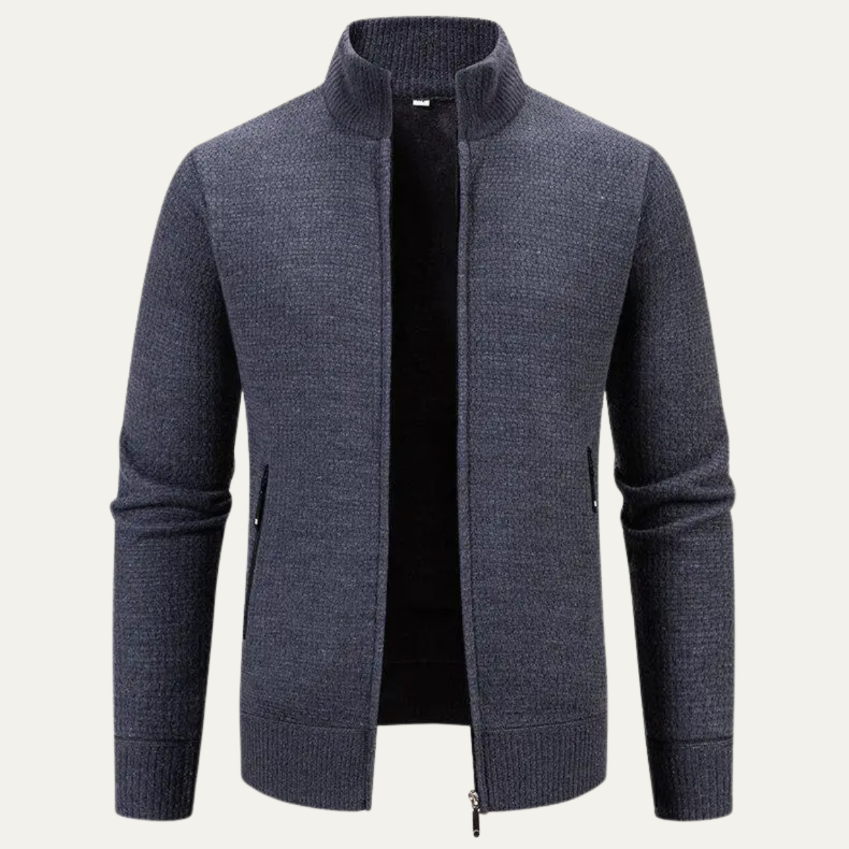 Relaxed Fit Men's Knit Zip Up Cardigan Sweater