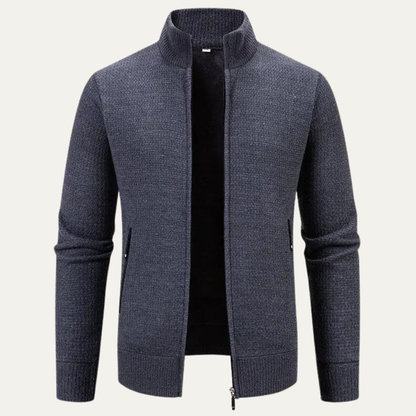 Relaxed Fit Men's Knit Zip Up Cardigan Sweater