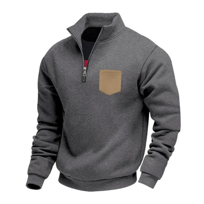 Relaxed Fit Men's Zip Sweater with Pockets