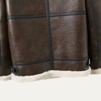 Warm Men's Fleece Lined Leather Aviator Jacket