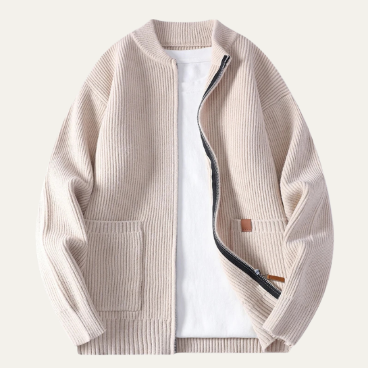 Relaxed Fit Men's Zip Up Cardigan Sweater - Nocini