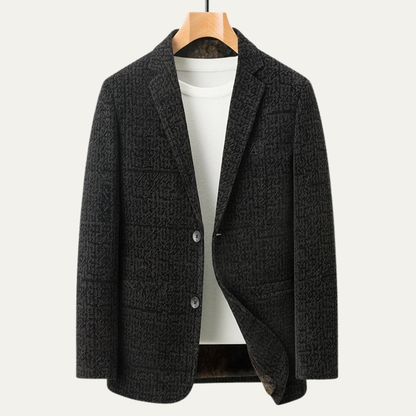 Luxury Men's Wool Blazer with Faux Fur Lining