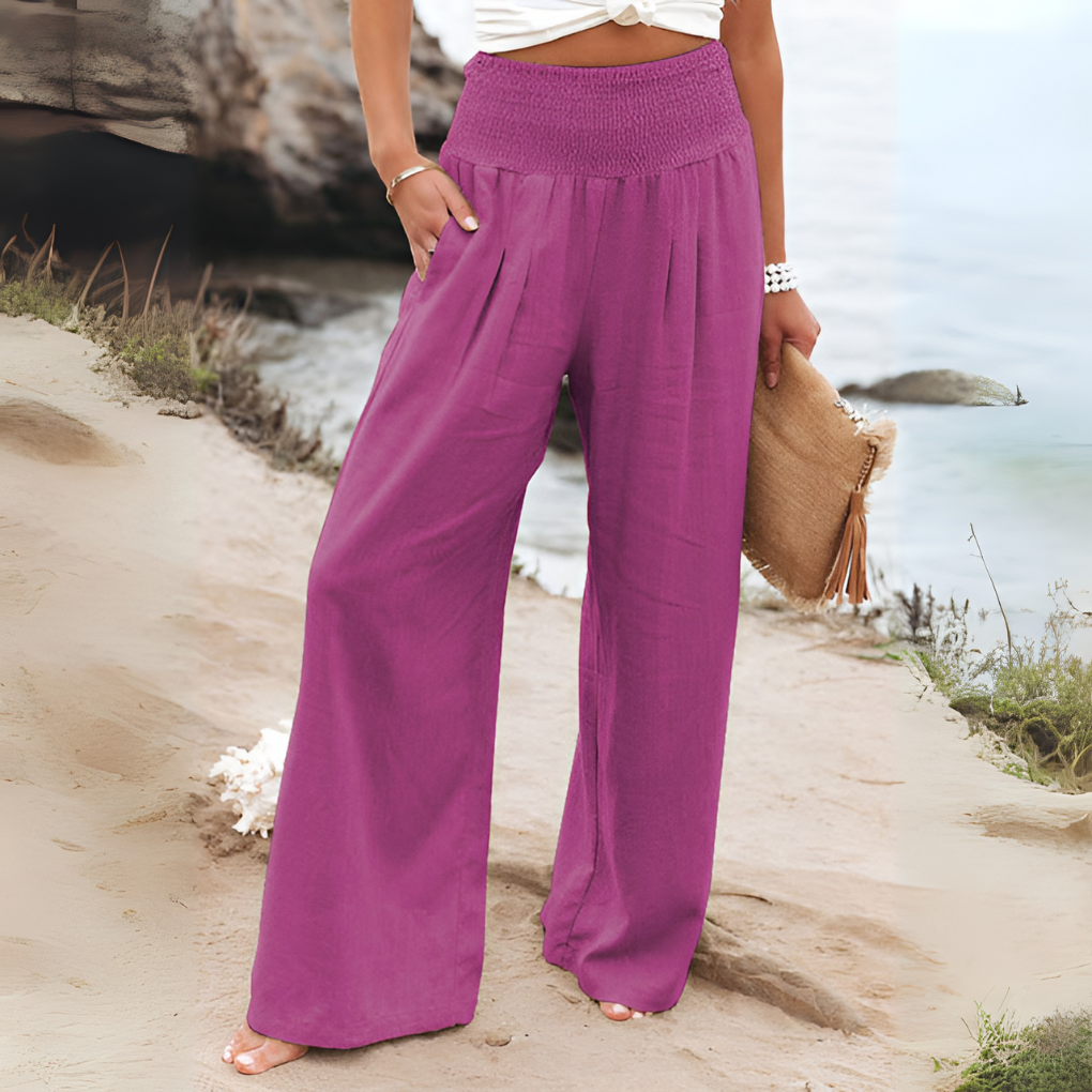 Relaxed Fit Ladies Linen Pants - Olytrend