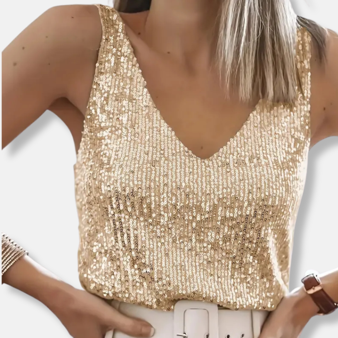 Sparkly V Neck Summer Tank Top