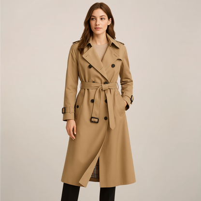 Timeless Belted Long Trench Coat - Nocini