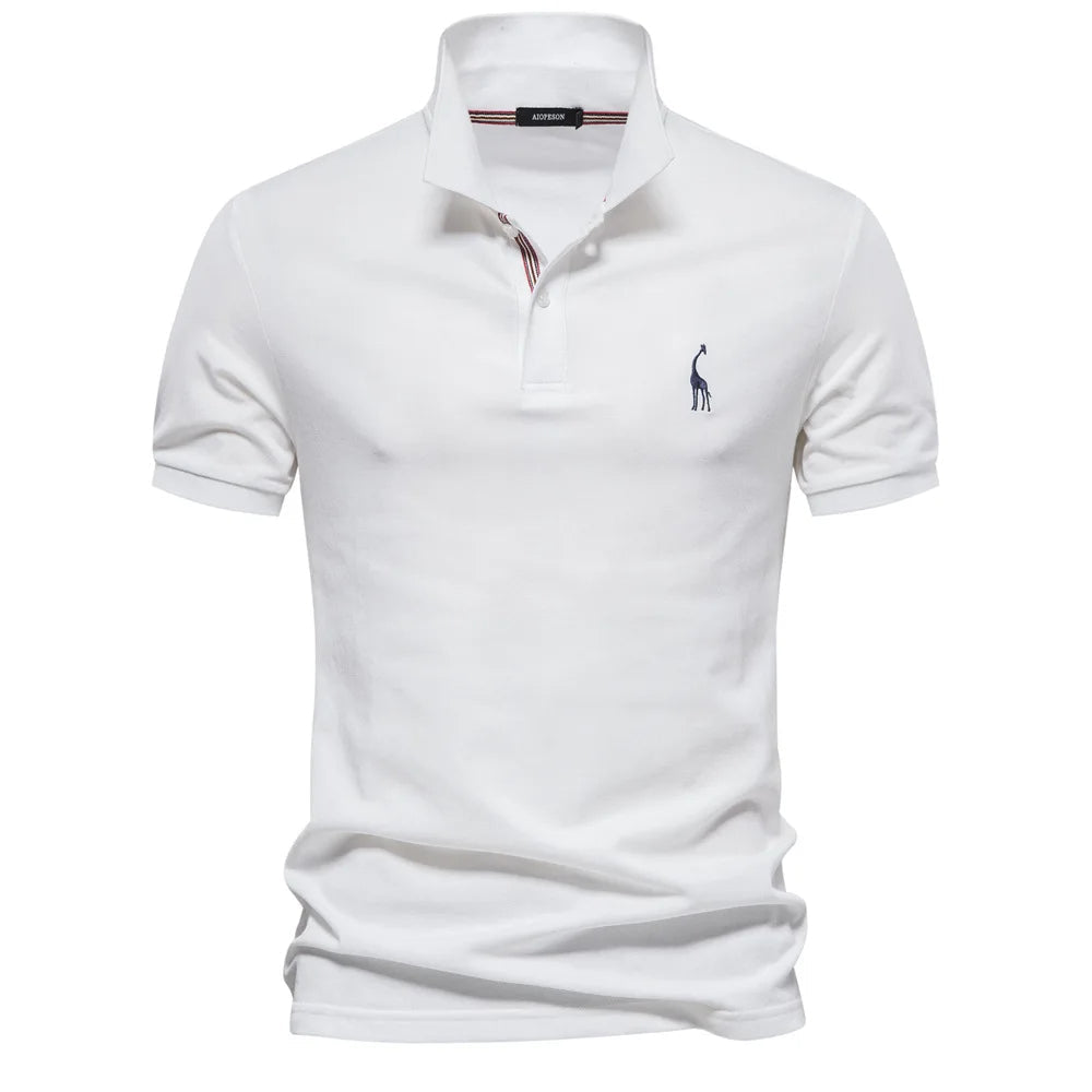 Premium Polo Shirt with Embroidered Deer Design