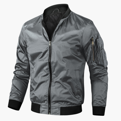 Men's Zip-Up Bomber Jacket - Slim Fit Water Resistant