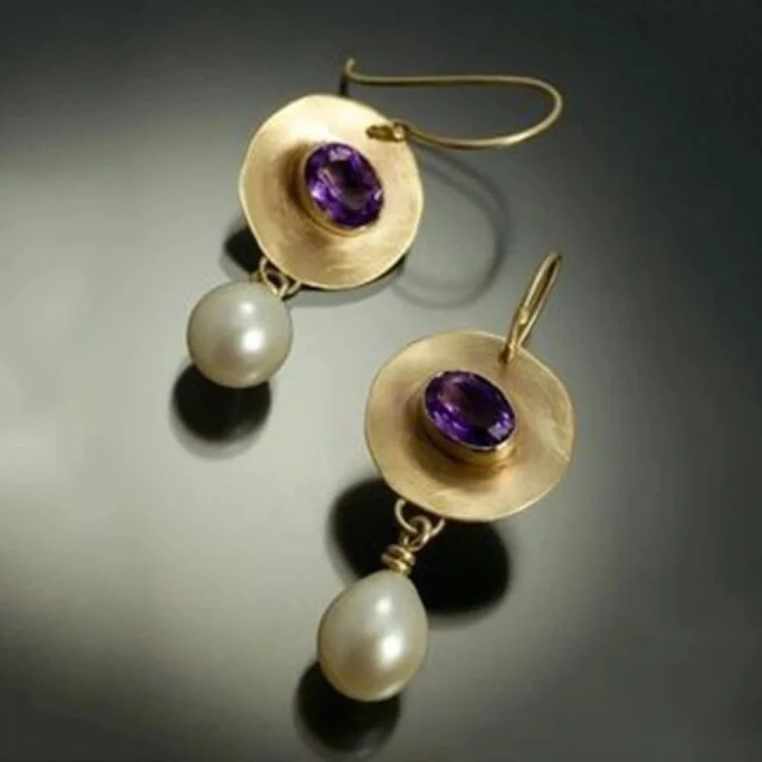 Luxurious Pearl and Zirconia Drop Earrings - Nocini