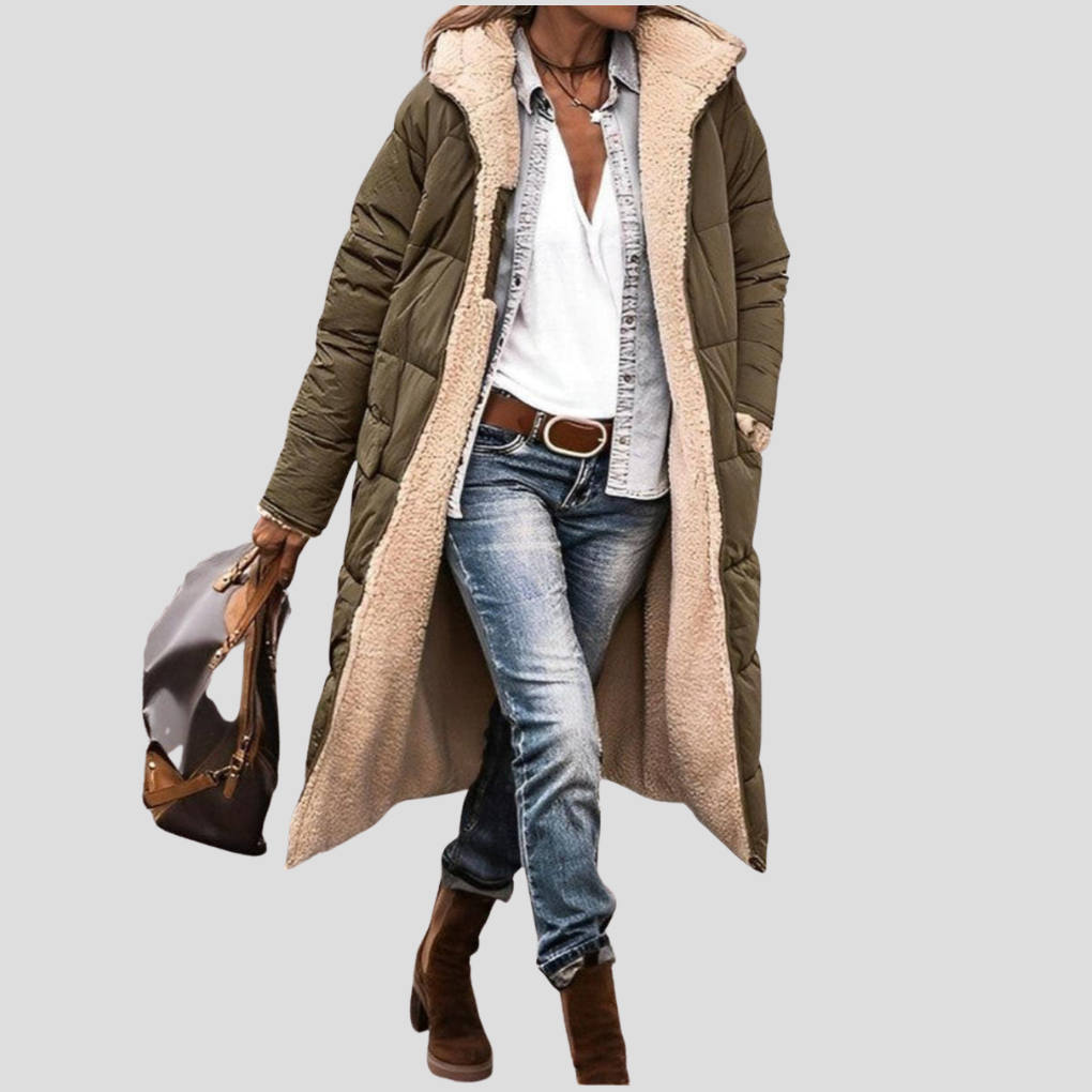 Warm Women's Parka Coat - Hooded Faux Fur Lined