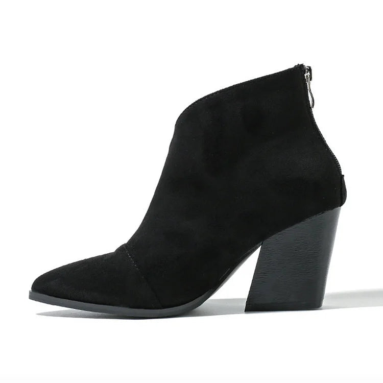 Classic Pointy Low Heel Boots - Olytrend