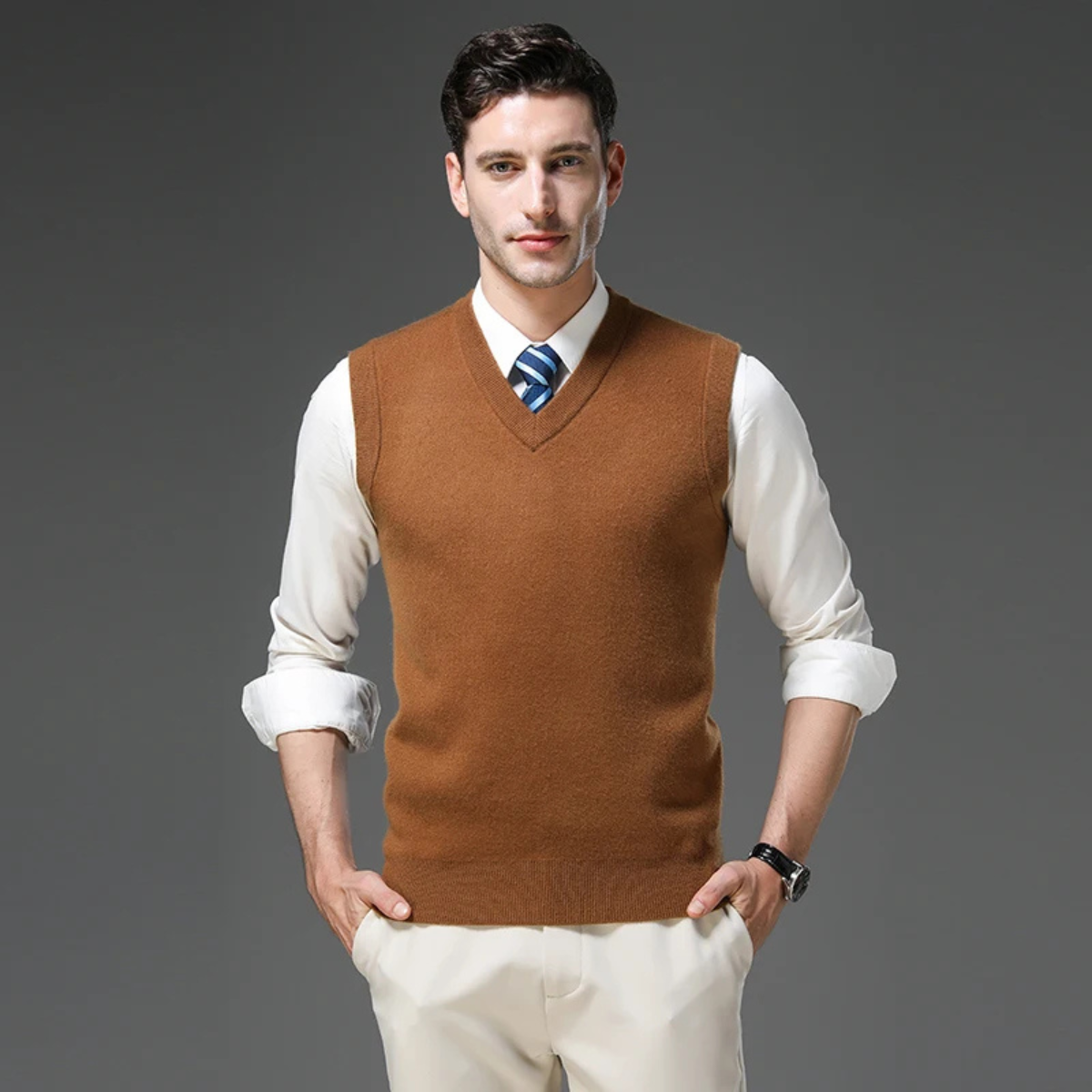 Comfy Men's V Neck Knit Vest