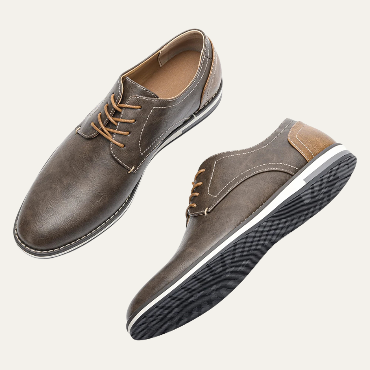 Classic Brown Leather Lace Up Sneakers