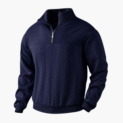 Classic Crew Neck Cable Knit Sweater for Men