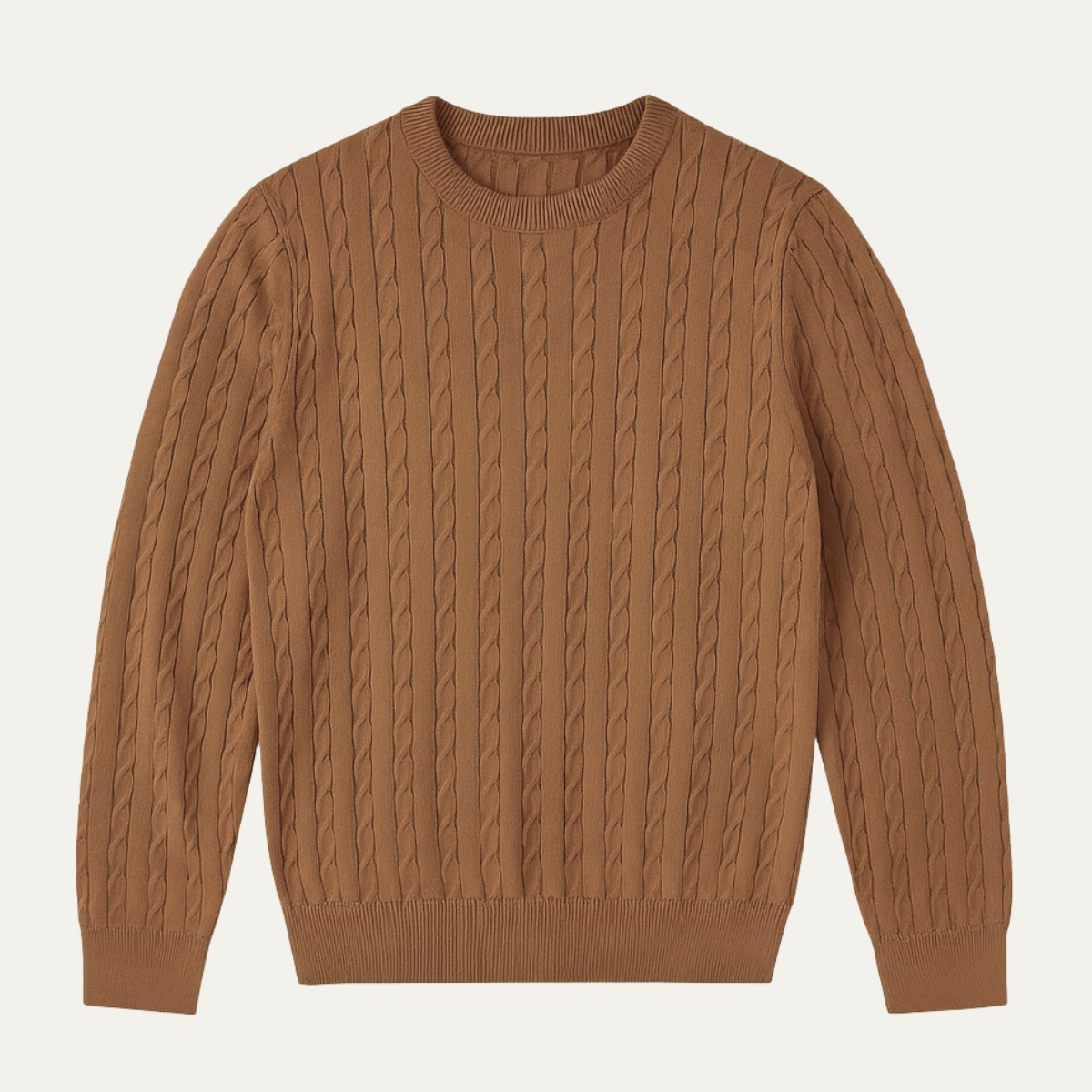 Cozy Mens Crew Neck Cable Knit Winter Sweater - Nocini