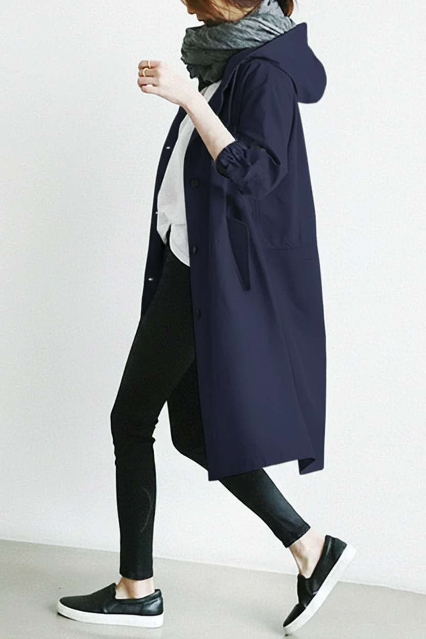 Classic Water Repellent Hooded Trench Coat