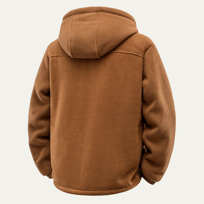 Warm Men's Fleece Hooded Zip Up Winter Jacket