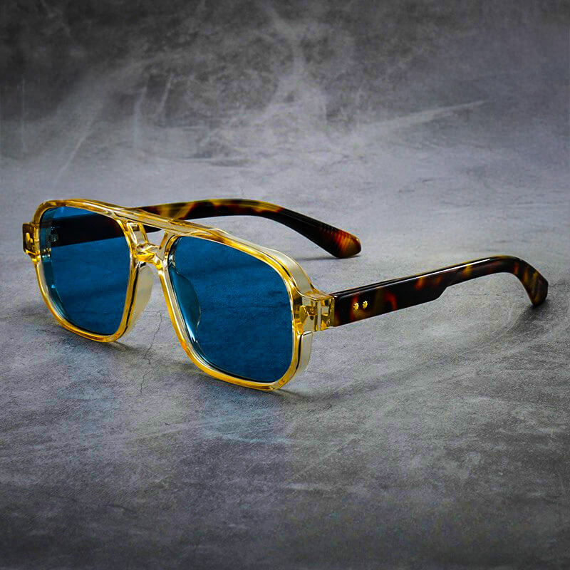 Large Frame Trendy Acetate Sunglasses with Double Bridge - Nocini