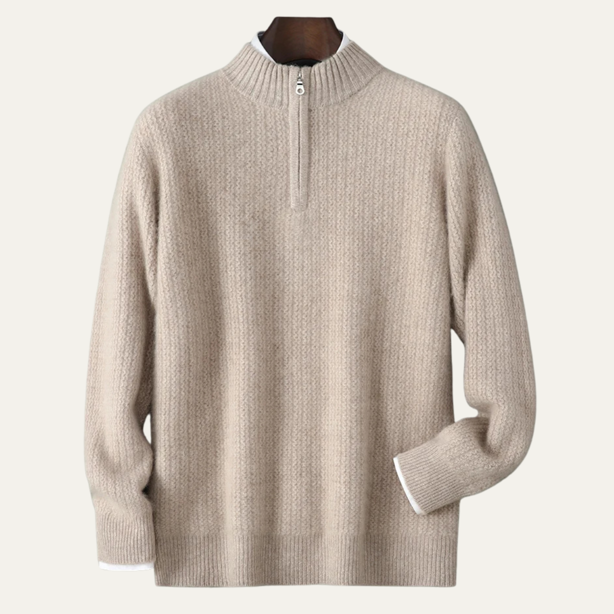 Warm Men's Cashmere Quarter Zip Knit Sweater