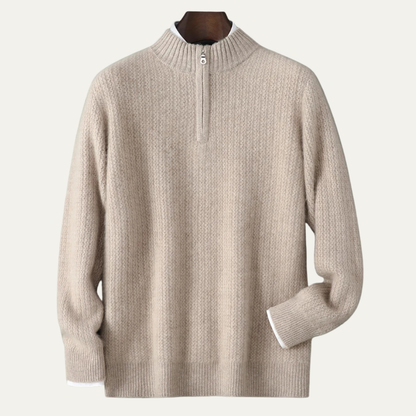Warm Men's Cashmere Quarter Zip Knit Sweater