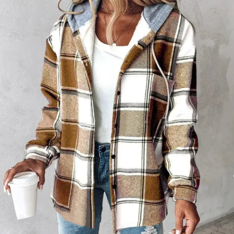 Ladies Plaid Hooded Jacket
