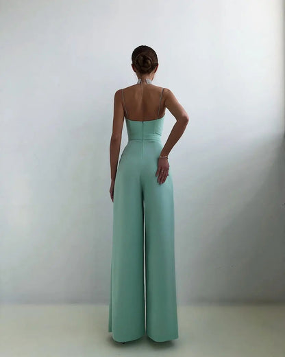Crop Top Jumpsuit with High Waist and Flared Legs