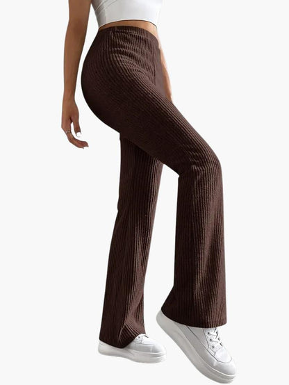 Soft High Waisted Knit Trousers for Women – Relaxed Fit Pants