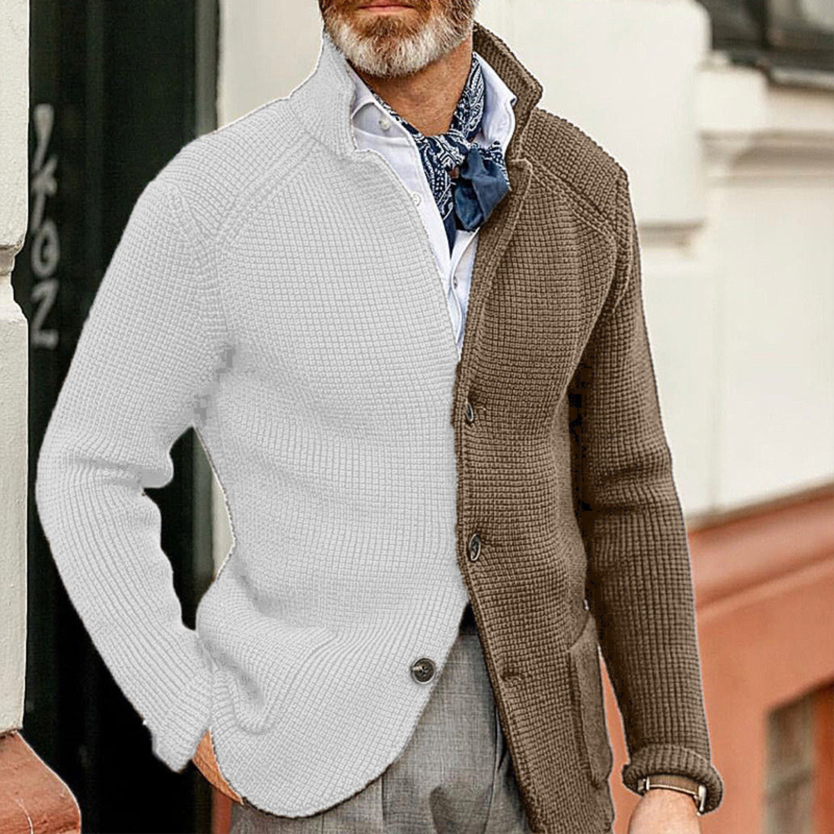 Classic Men's Colour Block Knit Cardigan