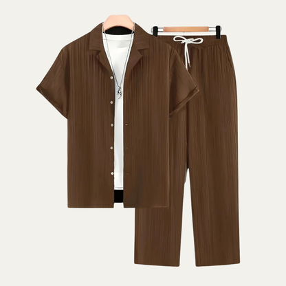 Breathable Linen Casual Shirt and Pants Set for Men