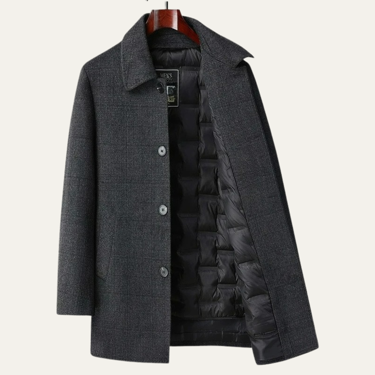 Warm Waterproof Plaid Men's Trench Coat