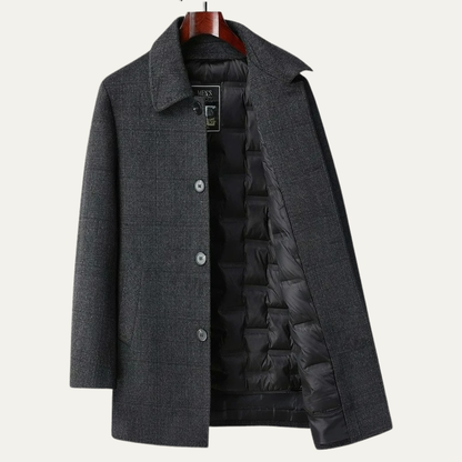 Warm Waterproof Plaid Men's Trench Coat