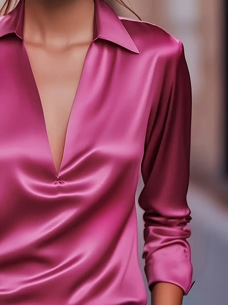Luxury Deep V Neck Women's Blouse