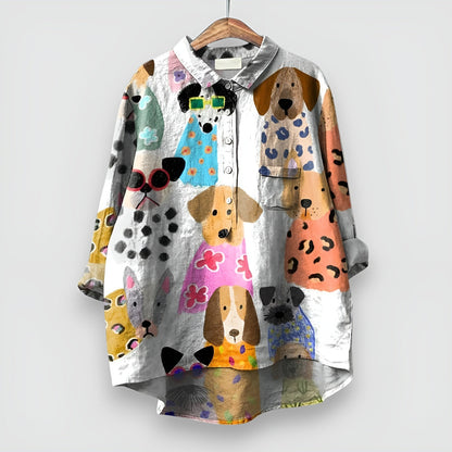 Ladies Dog Pattern Casual Tee