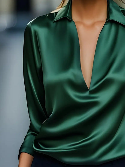 Luxury Deep V Neck Women's Blouse