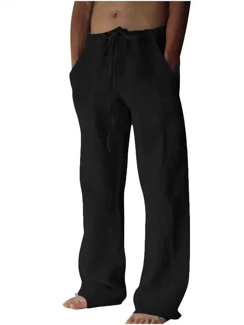 Comfortable Linen Blend Casual Drawstring Trousers