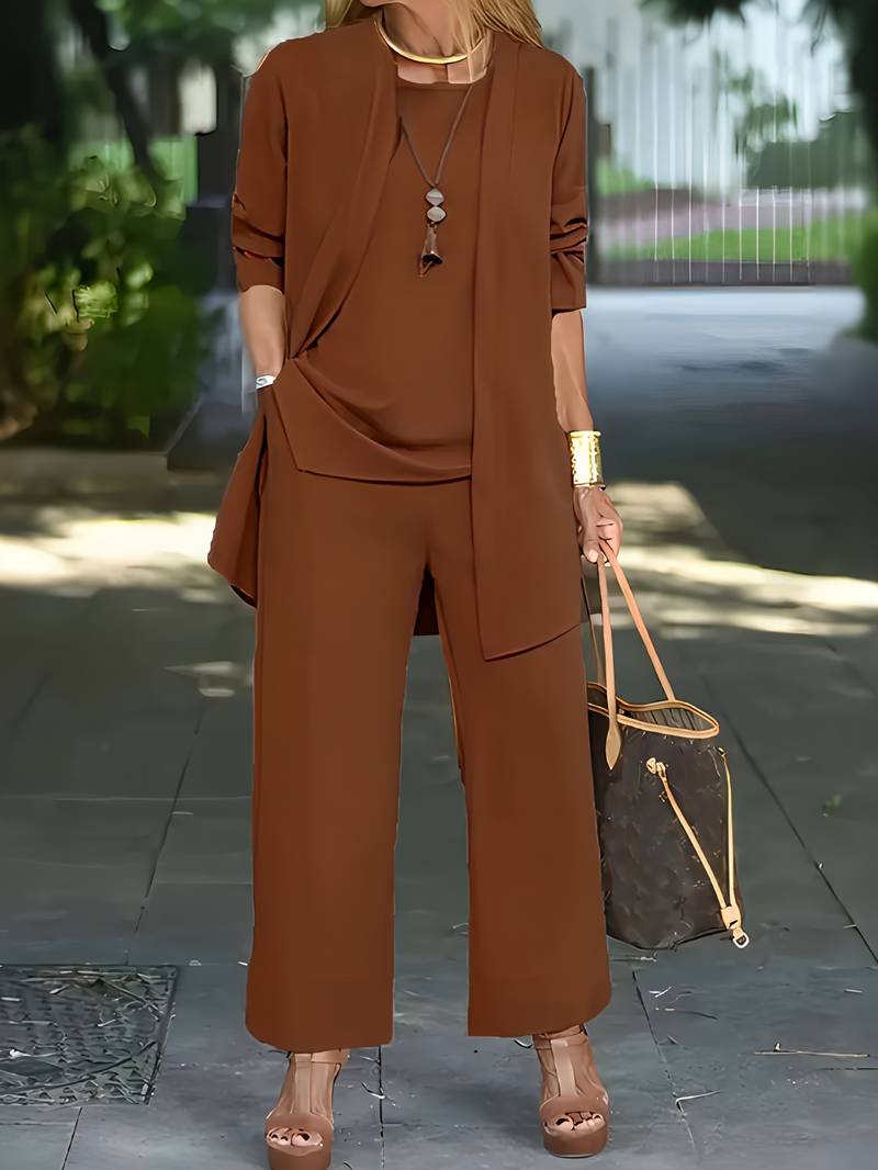 Classic Three-Piece Ladies Pantsuit Set