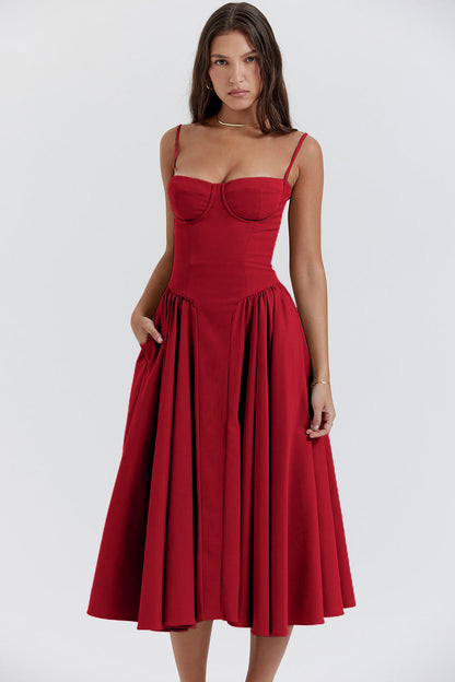 Floral Knee Length Pleated Dress