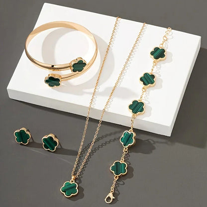 Floral 3-Piece Jewelry Set Necklace Earrings Bracelet