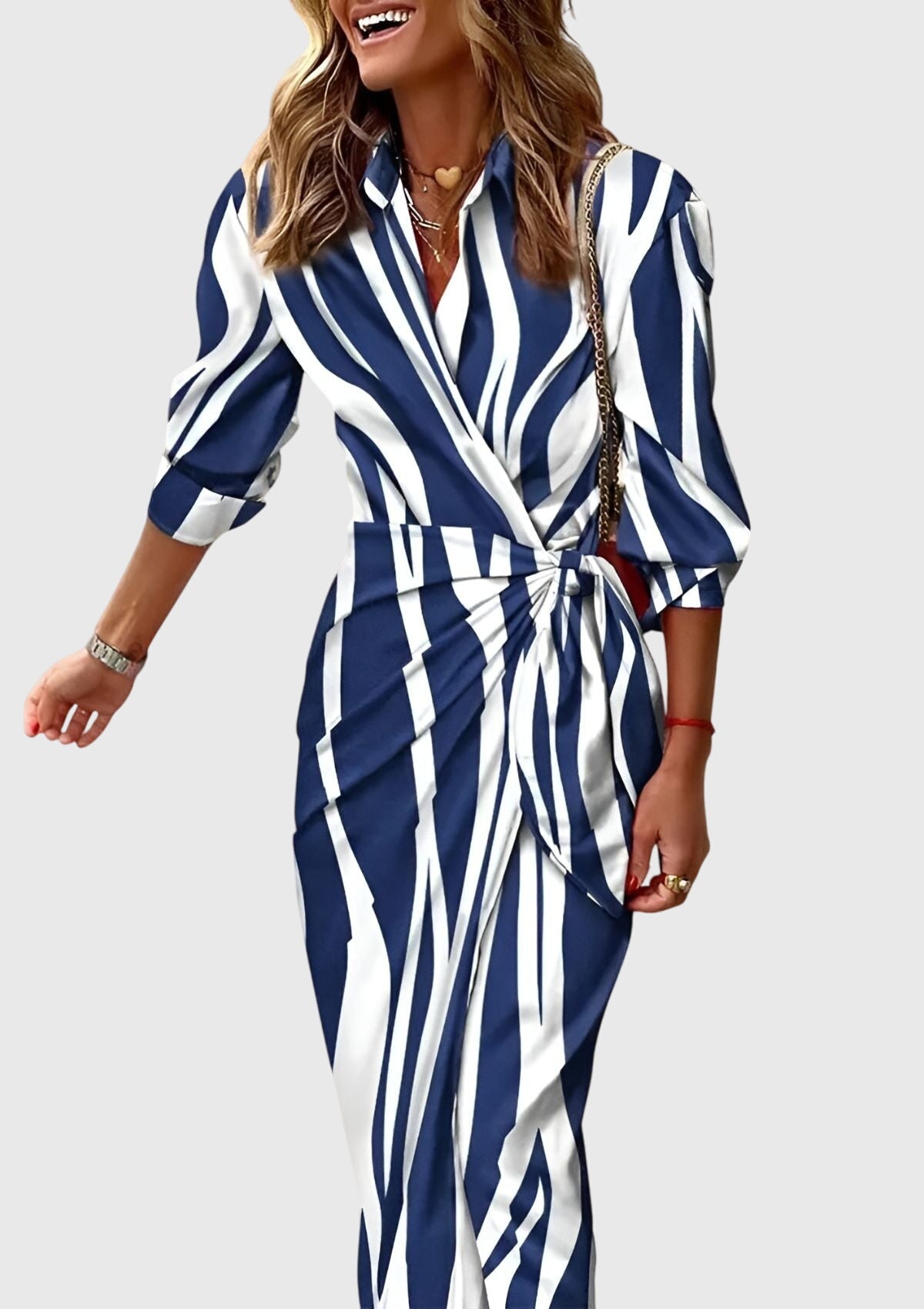 Chic Printed Wrap Around Dress