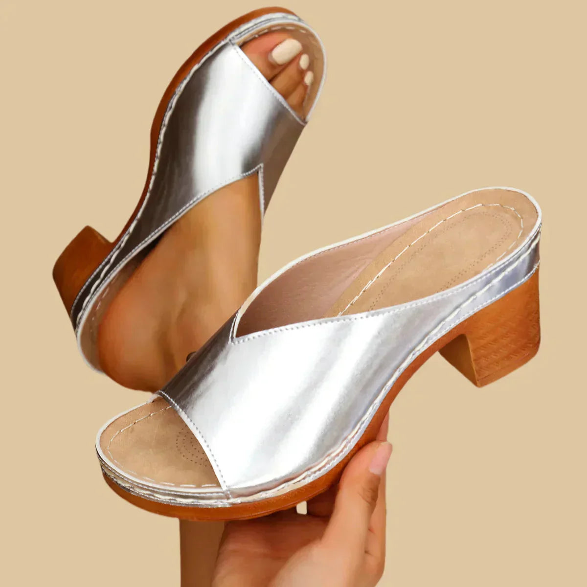 Comfortable Women's Wide Strap Summer Sandals with Block Heel
