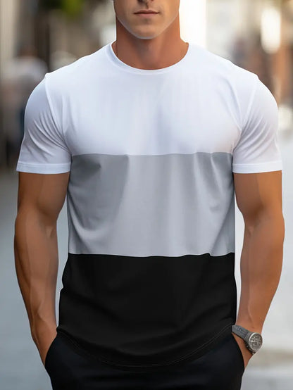 Casual Color Block Tee for Men