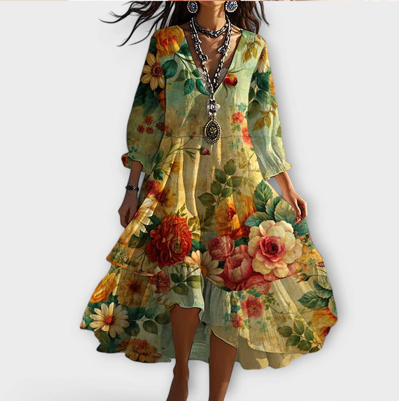 Chic V-Neck Summer Dress - Olytrend