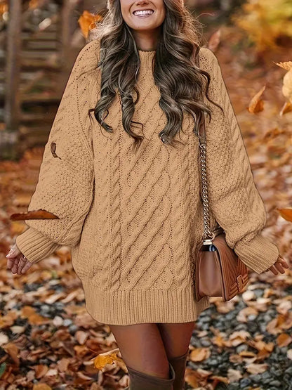 Comfy Crew Neck Knit Midi Dress
