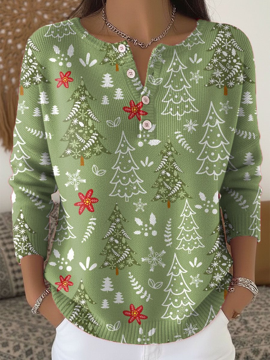 Festive Holiday Sweater with Buttons - Olytrend