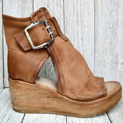 Summer Wedge Sandals with Buckle Strap